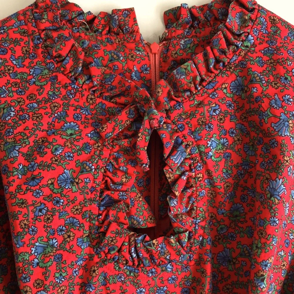Vintage Red + Blue Flowered Frock - Picture 6 of 9